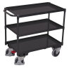 Tischwagen mit 3 Etagen, Wannenrand 40 mm hoch + EasySTOP-1