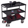 VARIOfit Tischwagen mit 3 Etagen, Wannenrand 40 mm hoch + EasySTOP - Anthrazitgrau
