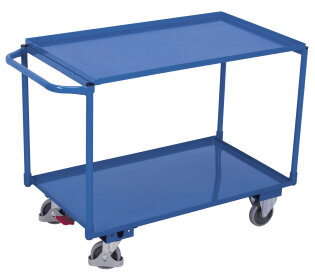 Tischwagen mit 2 Etagen, Wannen verschraubt, Rand 25 mm + EasySTOP-1