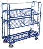 Etagenwagen mit 3 Drahtgitterb�den pulverbeschichtet 250 kg Traglast Typ M + EasySTOP-1