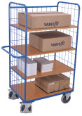 VARIOfit Etagenwagen hoch mit 3 klappbaren Böden Typ L + EasySTOP - Anthrazitgrau