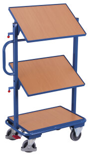 Beistellwagen mit 3 Holzb�den neigbar + EasySTOP-1