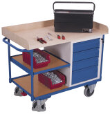 VARIOfit Werkstattwagen mit 3 Ladeflächen und 4 Schubladen + EasySTOP