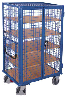 Etagenwagen mit 1 festen und 4 variablen B�den Drehgriff-Doppelfl�gelt�r + EasySTOP Typ L-1