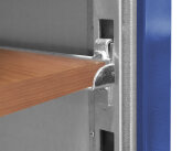 VARIOfit Stahlblech-Etagenwagen mit 1 festen und 4 variablen Böden + EasySTOP Typ L - Enzianblau