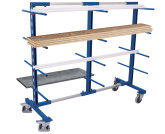 VARIOfit XL-Tragarmwagen zweiseitig mit 3 Pfosten - Enzianblau