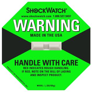 ShockWatch Stoßindikatorlabel mit Warnhinweisaufkleber (grün)