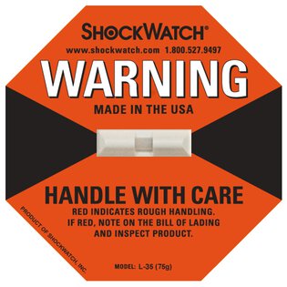 ShockWatch Stoßindikatorlabel mit Warnhinweisaufkleber (orange)