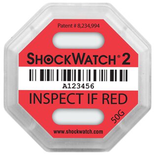 ShockWatch 2 Stoßindikatorlabel mit Warnhinweisaufkleber (rot)
