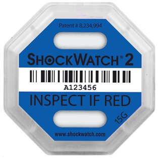 ShockWatch 2 Stoßindikatorlabel mit Warnhinweisaufkleber (blau)