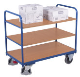 VARIOfit Etagenwagen mit 3 Böden 250 kg Traglast Typ S + EasySTOP - Enzianblau