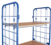 VARIOfit Paketwagen hoch mit 2 Gitterwänden + 4 Böden 500 kg Traglast Typ L + EasySTOP - Enzianblau