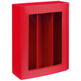 Präsentkarton mit Folienfenster für 3 Flaschen 360 x 250 x 95 mm (rot)