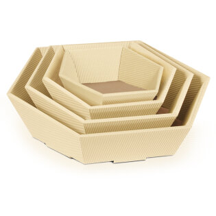 Pr�sentkorb 6-eckig mini 162 x 155 x 44/74 mm (Creme)-1