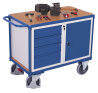 VARIOfit Werkstattwagen mit 1 Schrank, 4 Schubladen + EasySTOP - Enzianblau