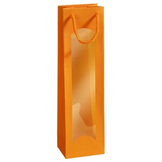 Geschenktüte mit Sichtfenster für 1 Flasche 100 x 80 x 360 mm (orange)