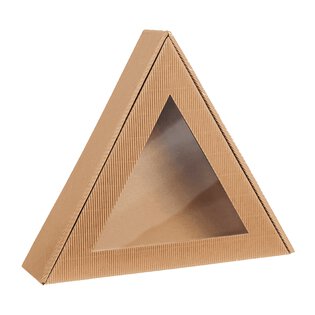 Geschenkbox Dreieck mit Sichtfenster 291 x 288 x 74 mm (natur)