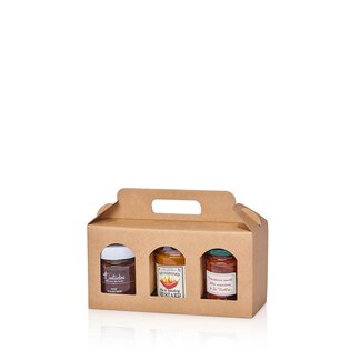 Geschenkbox mit Henkel "Gourmet Trio Natur" 250 x 80 x 120 mm-1