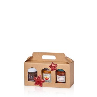 Geschenkbox mit Henkel "Gourmet Trio Natur" 250 x 80 x 120 mm-2