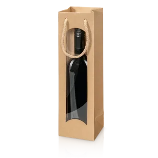 Geschenkt�te mit Sichtfenster Natura Kraftpapier f�r 1 Flasche 100 x 85 x 360 mm-2