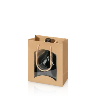 Geschenkt�te mit Sichtfenster Natura Kraftpapier f�r 1 Flasche 170 x 85 x 200 mm-2