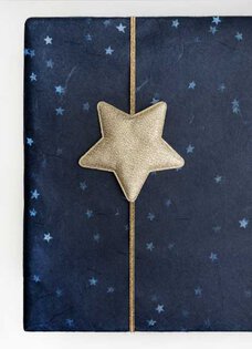 Geschenkschleife mit Gummiband "Stern Gro?" in Gold 60 cm-1
